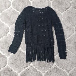 Somedays Lovin Oceans Crochet Fringe Sweater Small